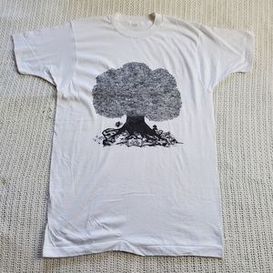 VTG Family Tree Of American Rock White Single Stitch USA Made T-Shirt Large